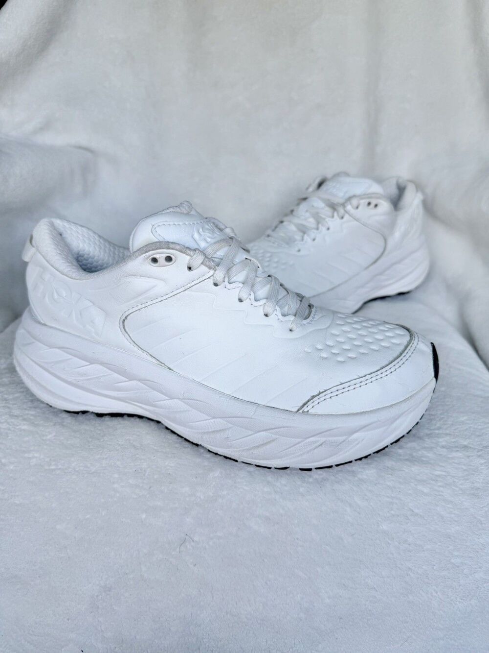Hoka One One Bondi SR Shoes Womens Sz 9.5 White Work Slip Resistant 1110521 FTFR